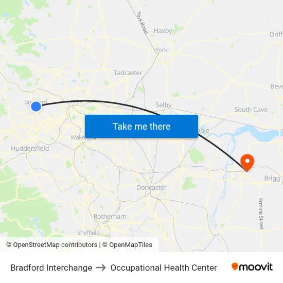 Bradford Interchange to Occupational Health Center map