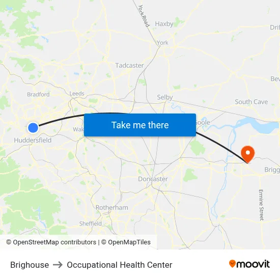 Brighouse to Occupational Health Center map