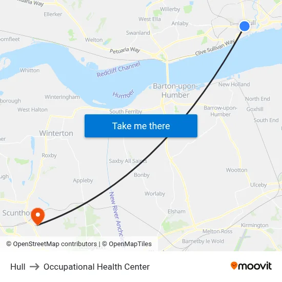 Hull to Occupational Health Center map