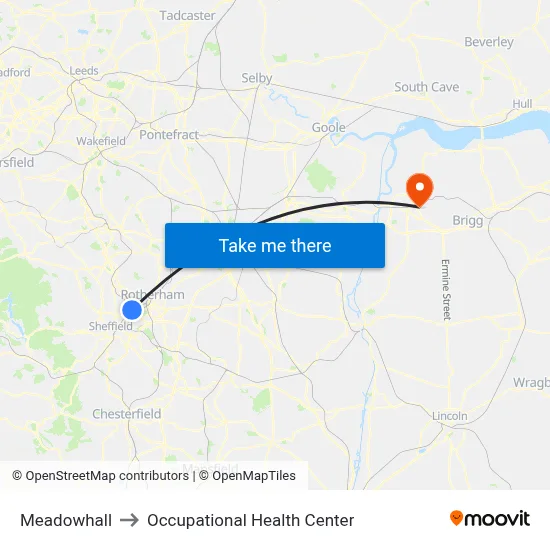 Meadowhall to Occupational Health Center map