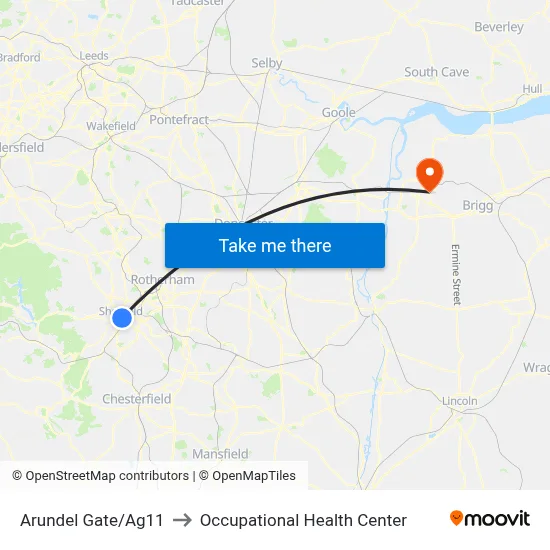 Arundel Gate/Ag11 to Occupational Health Center map