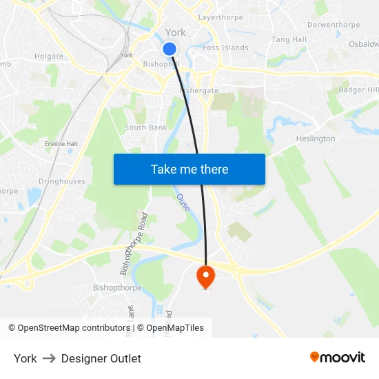 York to Designer Outlet map
