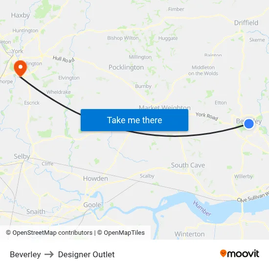 Beverley to Designer Outlet map