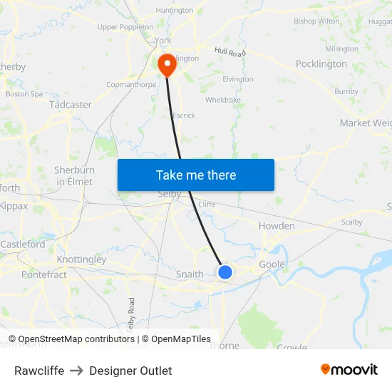 Rawcliffe to Designer Outlet map