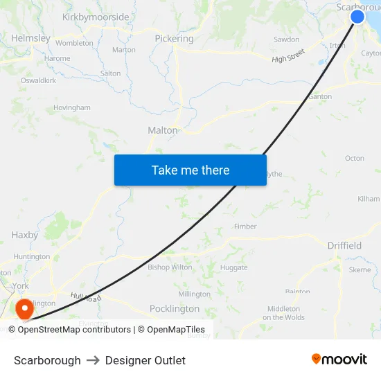 Scarborough to Designer Outlet map