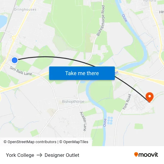 York College to Designer Outlet map