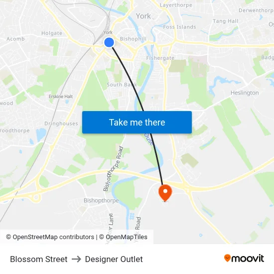 Blossom Street to Designer Outlet map