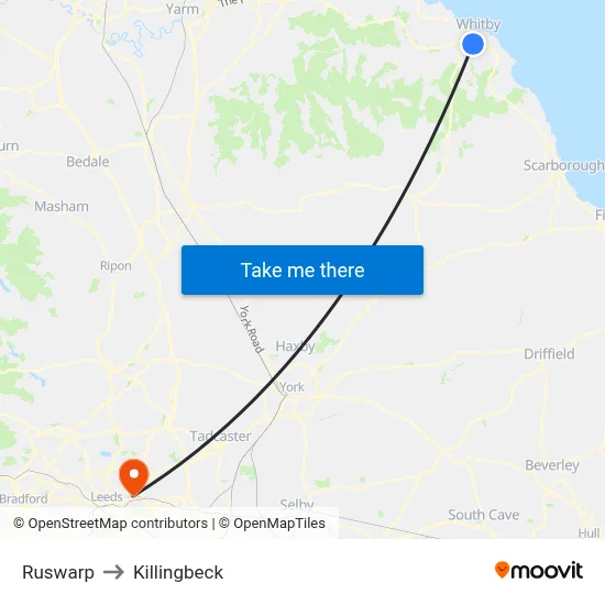 Ruswarp to Killingbeck map