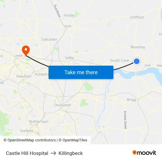 Castle Hill Hospital to Killingbeck map