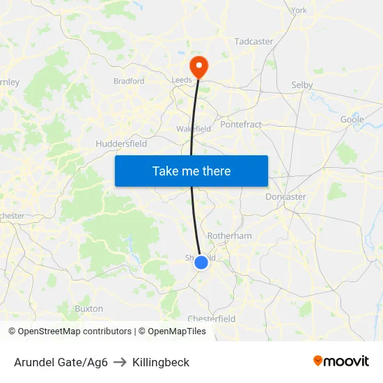 Arundel Gate/Ag6 to Killingbeck map