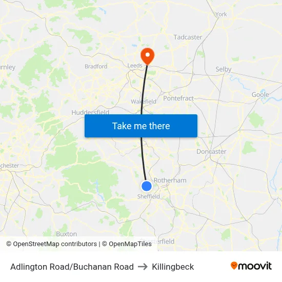 Adlington Road/Buchanan Road to Killingbeck map