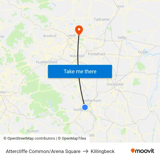 Attercliffe Common/Arena Square to Killingbeck map