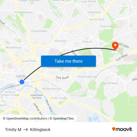 Trinity M to Killingbeck map