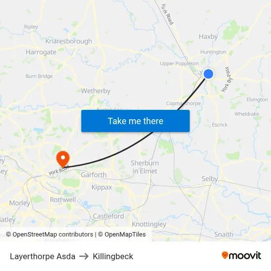 Layerthorpe Asda to Killingbeck map