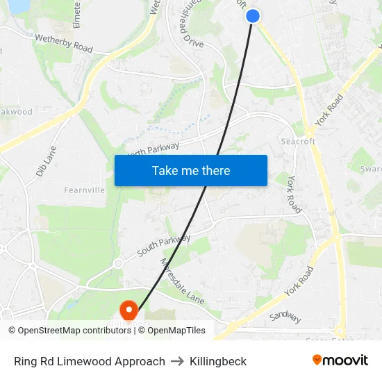 Ring Rd Limewood Approach to Killingbeck map