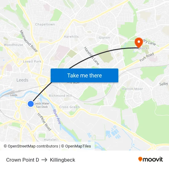 Crown Point D to Killingbeck map