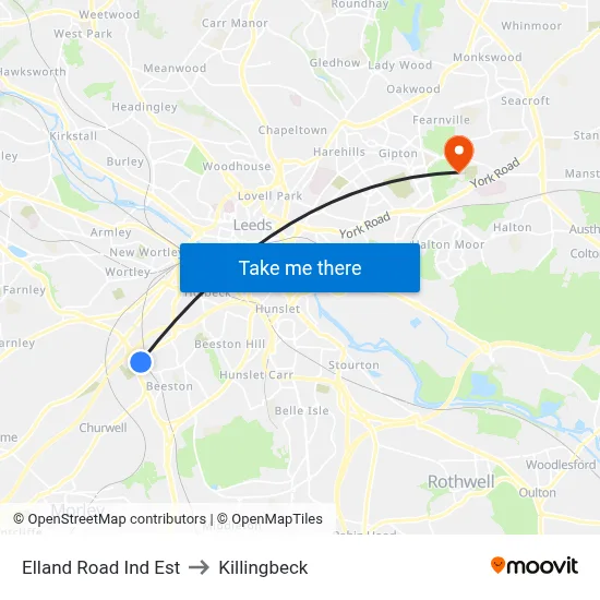 Elland Road Ind Est to Killingbeck map