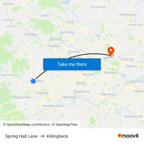 Spring Hall Lane to Killingbeck map