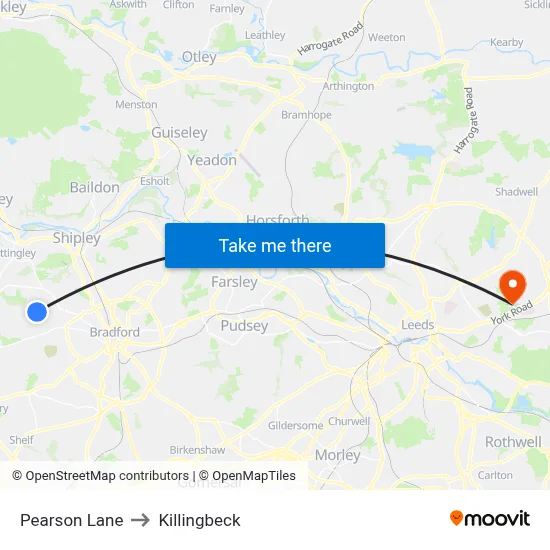 Pearson Lane to Killingbeck map