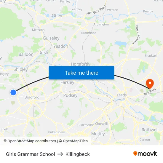 Girls Grammar School to Killingbeck map