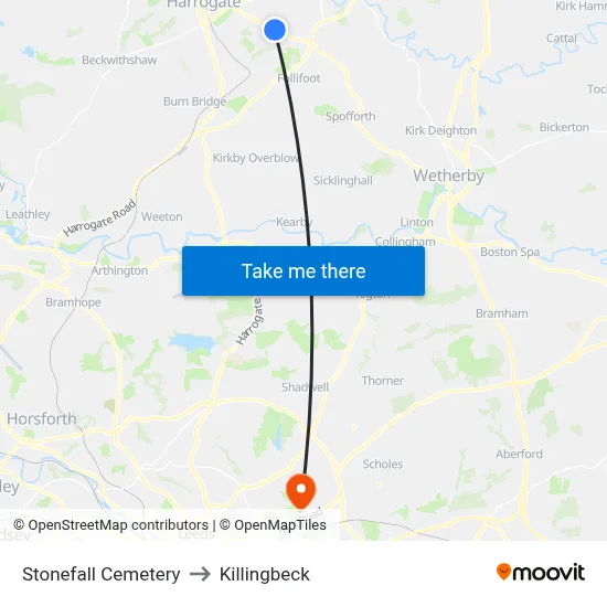 Stonefall Cemetery to Killingbeck map