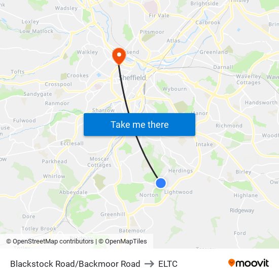 Blackstock Road/Backmoor Road to ELTC map