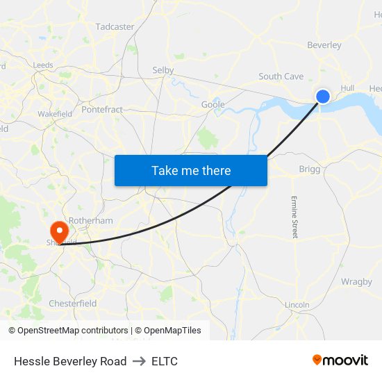 Hessle Beverley Road to ELTC map