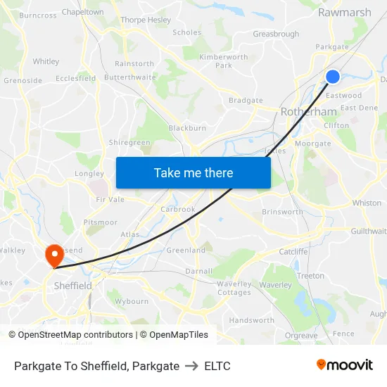 Parkgate To Sheffield, Parkgate to ELTC map
