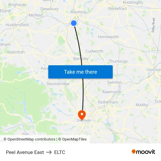 Peel Avenue East to ELTC map