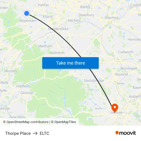 Thorpe Place to ELTC map