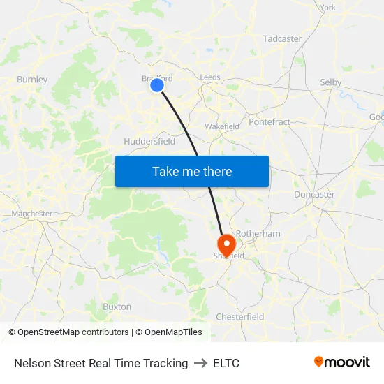 Nelson Street Real Time Tracking to ELTC map