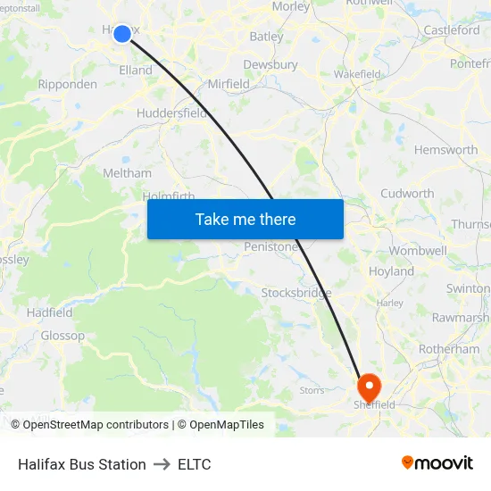 Halifax Bus Station to ELTC map