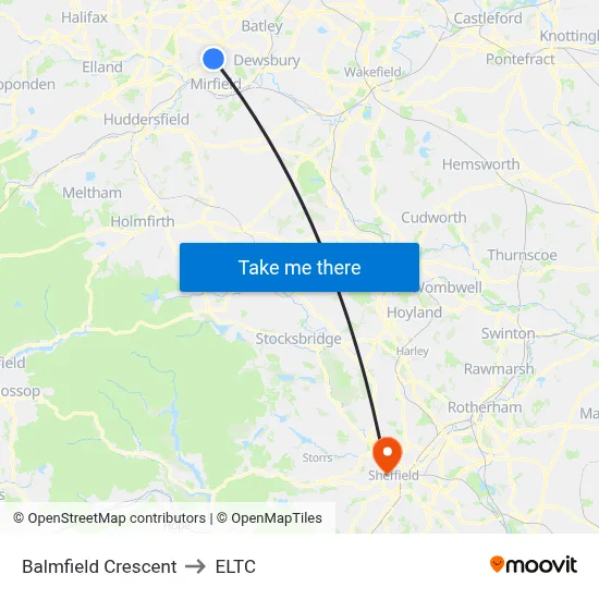 Balmfield Crescent to ELTC map