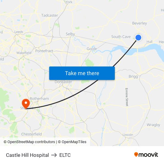 Castle Hill Hospital to ELTC map