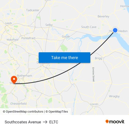 Southcoates Avenue to ELTC map