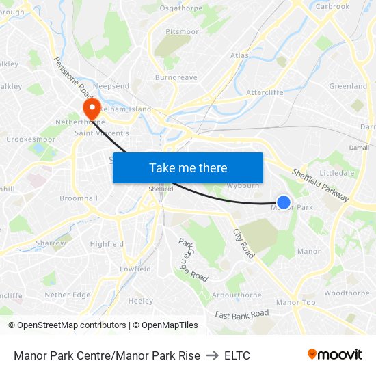 Manor Park Centre/Manor Park Rise to ELTC map