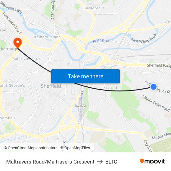 Maltravers Road/Maltravers Crescent to ELTC map