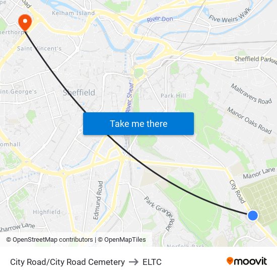 City Road/City Road Cemetery to ELTC map