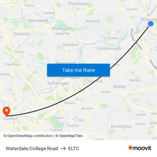 Waterdale/College Road to ELTC map