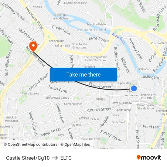 Castle Street/Cg10 to ELTC map