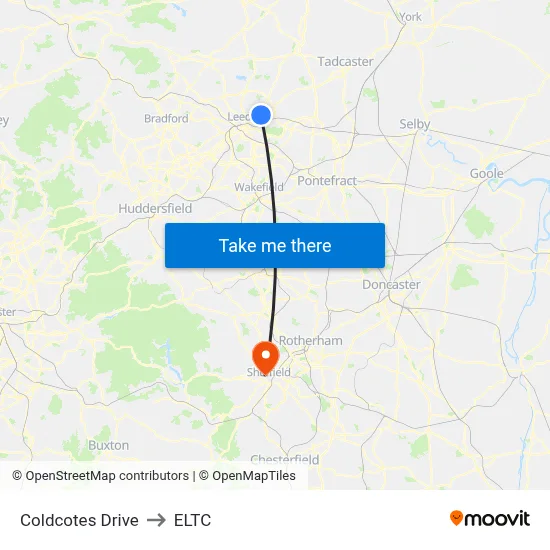 Coldcotes Drive to ELTC map