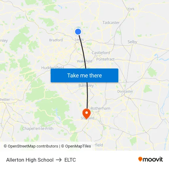 Allerton High School to ELTC map