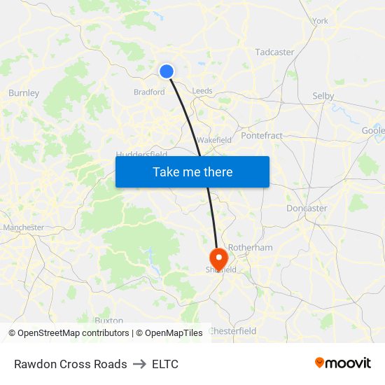 Rawdon Cross Roads to ELTC map