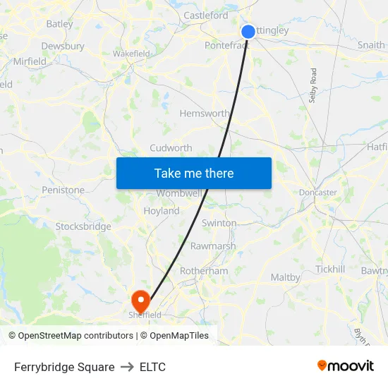 Ferrybridge Square to ELTC map