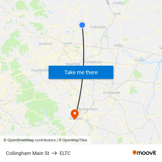 Collingham Main St to ELTC map