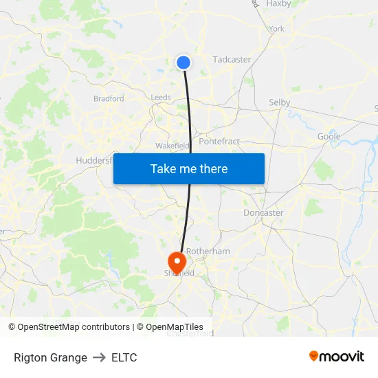 Rigton Grange to ELTC map