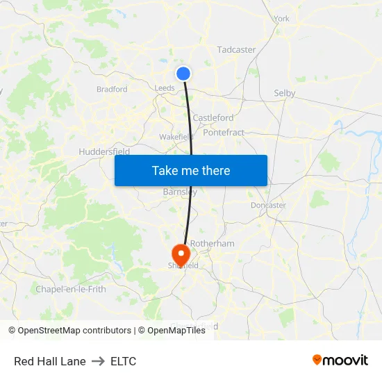 Red Hall Lane to ELTC map