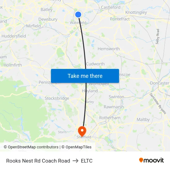 Rooks Nest Rd Coach Road to ELTC map