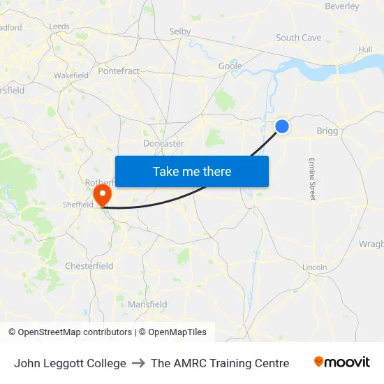 John Leggott College to The AMRC Training Centre map