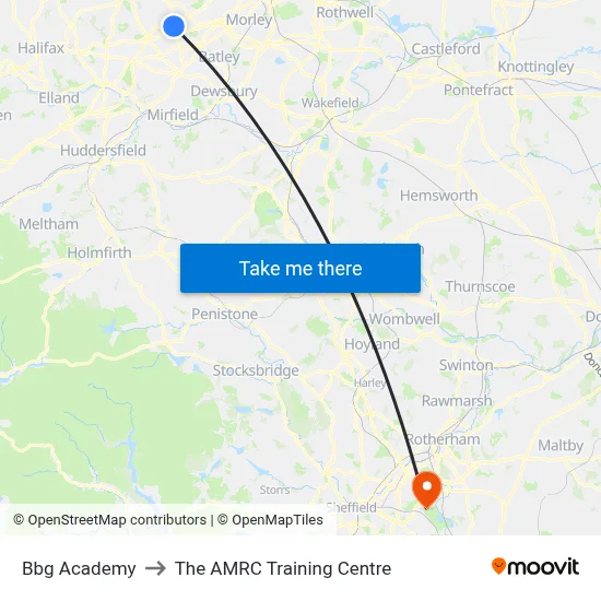 Bbg Academy to The AMRC Training Centre map